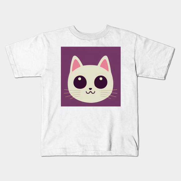 Cartoon cat character icon logo Kids T-Shirt by DyeruArt